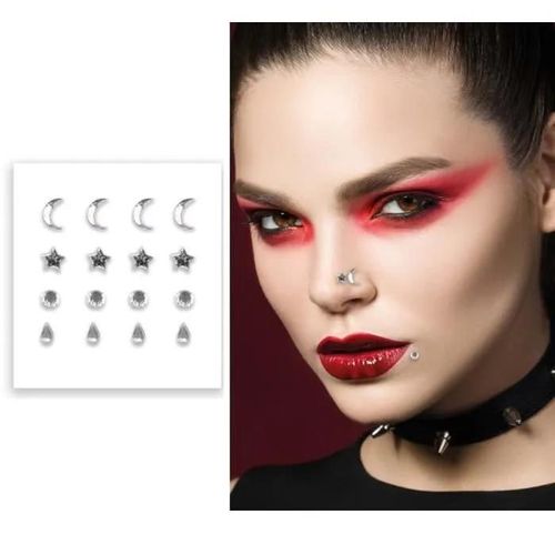 Bijoux De Peau Adhésifs - Argent - Strass - Blanc - Adulte - Mixte