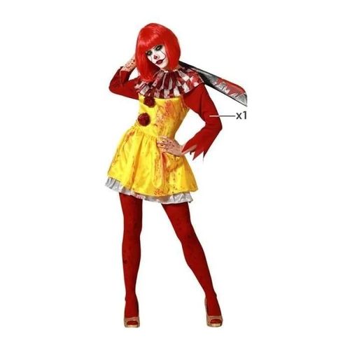 Déguisement Femme Clown Jaune - Atosa - Ronald - Halloween - Tissu Satiné