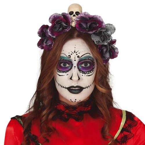 Diadème À Fleurs Mexicain - Marque - Gris - Accessoire De Déguisement Pour Adulte