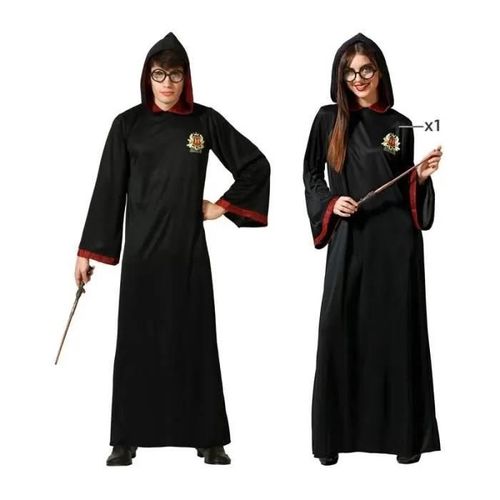 Déguisement Adulte Etudiant Sorcier - Atosa - Harry Potter - Tunique Noire - Tissu Satiné Bordeaux - Halloween