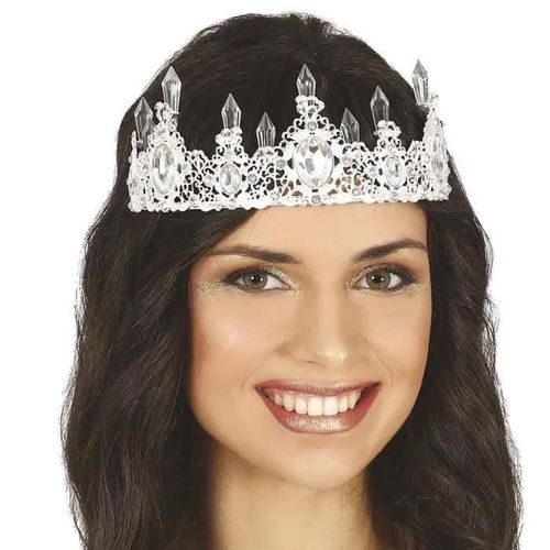 Bandeau Couronne Métallique Diamant Argent Adulte - Gris, Argent