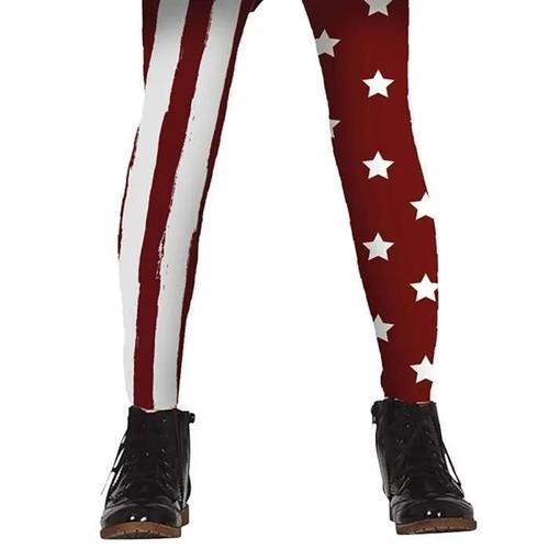 Collants Opaques Enfant - Clown Patriote - Rouge/Bordeaux - Taille 3/6 Ans - Motif Drapeau Américain