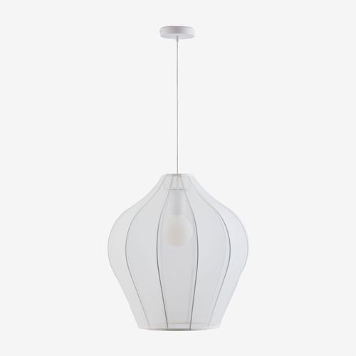 Plafonnier Belisa En Métal Et Tissu Blanc Ø60 Cm