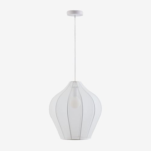 Plafonnier Belisa En Métal Et Tissu Blanc Ø40 Cm