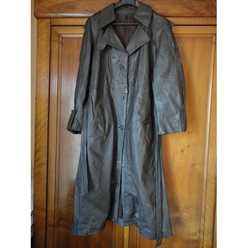 Trench-Coat Cuir Vintage T38 Femme