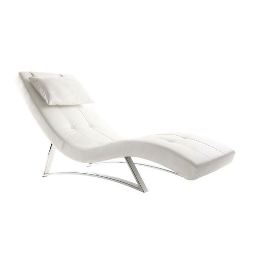 Chaise Longue Design Blanc Et Acier Chromé Barty