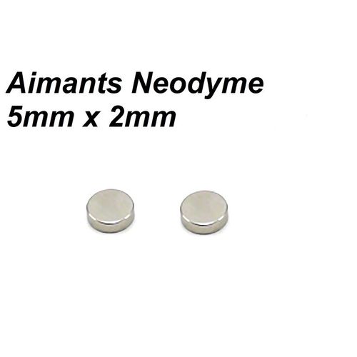 Lot 2 Aimant Neodyme Neodium Disque Rond Fort Strong Magnet 5mm x 2mm