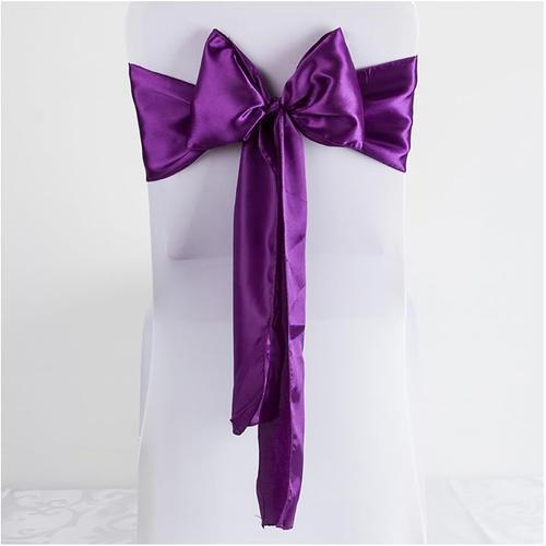 Lot De 5 N?uds De Chaise En Satin - 17 X 275 Cm - Pour Mariage, Banquet, Anniversaire, Fête, Hôtel, Maison - Violet Profond