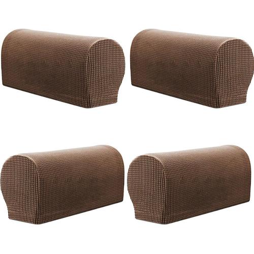 Lot De 4 Housses D'accoudoir Extensibles Pour Fauteuil Et Fauteuil - Protection Antidérapante - En Polyester Élasthanne (Café)