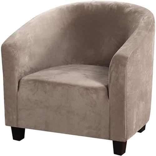 Housse De Fauteuil Tonneau En Velours Doux - Très Extensibles - Housses De Chaise De Club Souples Pour Salle À Manger, Salon, Internet, Café, Bar, Bureau, Réception (Marron)