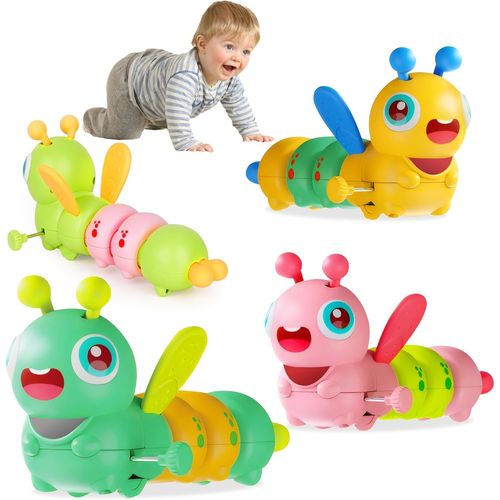 Jeux Pour Bébé 3 6 9 Mois - Aqsacokiya - 4 Pack Wind Up Jouet, Jeu Qui Marche Pour Motricité Et Reconnaissance Des Couleurs