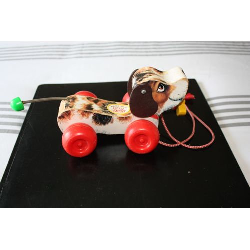 Chien Ancien A Tirer En Bois Little Snoopy De Fisher Price Réf 693 Vintage Années 1960 -