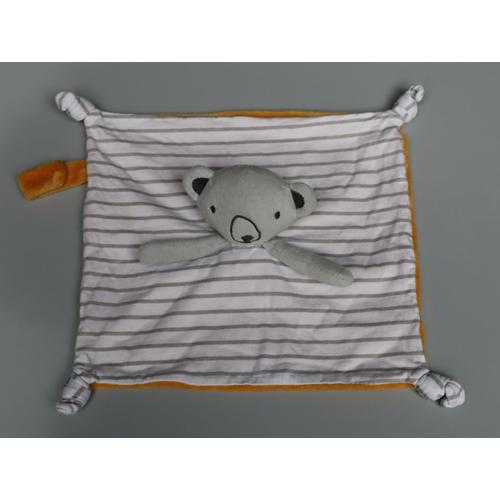 Doudou Ours Koala Plat Gris Blanc Jaune Moutarde Prémaman Orchestra