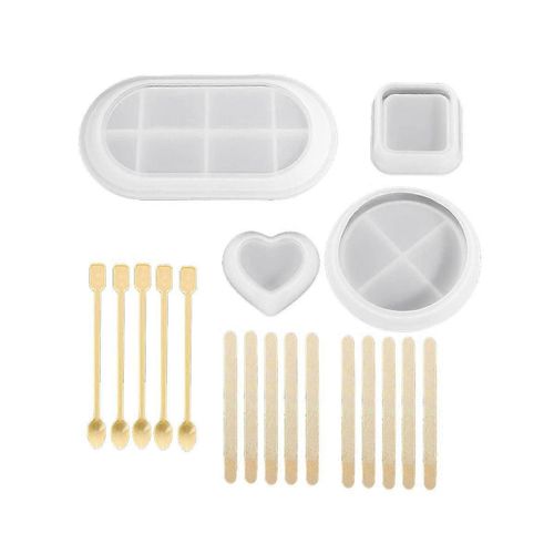 Plateau Moule En Silicone Diy Cristal Carré Rond Hexagone Sous-Verre Silicone Moule Plaque De Rangement Support Epox
