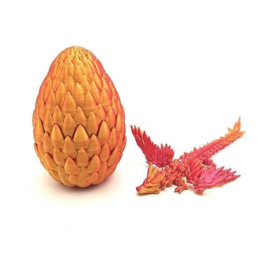 Œuf De Dragon Imprimé 3D - 30 Cm Dragon + œuf 13 Cm - Articulations Mobiles - Décoration Mystique - Pour Pâques, Collection, Déco Intérieure