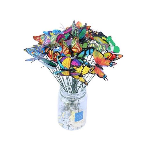3d Tridimensionnel Pvc Simulation Papillon Extérieur Jardin Décoration Floral Pôle Couleur Aléatoire Être