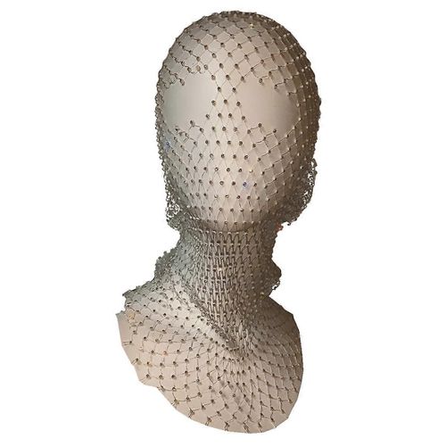 Bijou Strass Maille Masque Carnaval Étincelant Casque Boîte De Nuit Accessoires Pour Femmes Blanc