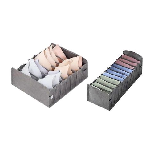 2 Pcs Boîte de rangement Chaussettes Soutien-gorge Sous-vêtements Pliable Diviseur Tiroir Organisateur Vêtements de ménage