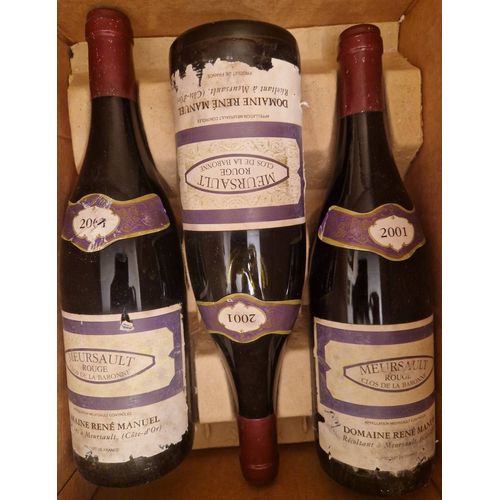3 Btls De Meursault Rouge Domaine Rene Manuel Clos De La Baronne 2001