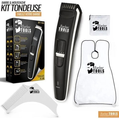 Kit Tondeuse - Tous Les Articles Indispensables Pour La Tonte De Votre Barbe | Tondeuse À Barbe + Bavoir À Barbe + Peigne Pochoir 