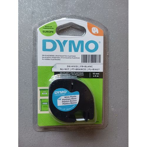 Recharge Dymo Plastique Blanc 12 Mm X 4 M