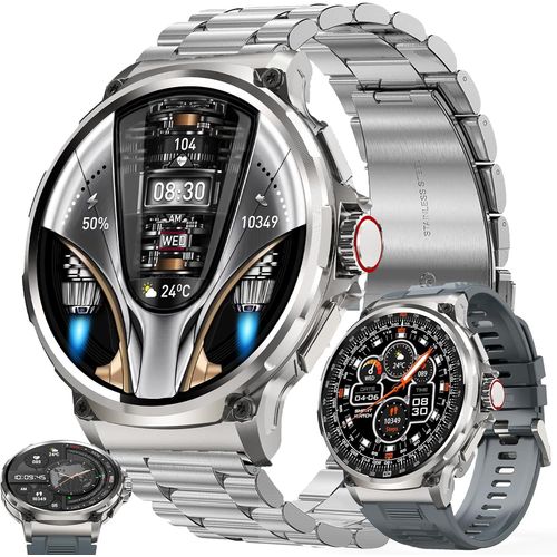Montre Connectée Homme Avec Appel Bluetooth, Batterie 710 Mah, 5atm Étanche, Smartwatch Avec 123 Modes Sportifs Tracker D'activité, Sommeil, Spo2, Smart Watch Pour Ios Android (Argenté)