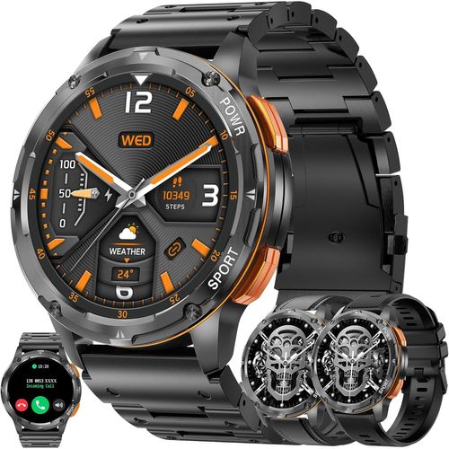 Montre Connectée Homme Avec Appel Bluetooth, Batterie 400 Mah, 5atm Étanche, Smartwatch Avec 123 Modes Sportifs Tracker D'activité, Sommeil, Spo2, Smart Watch Pour Ios Android (Noir)