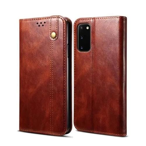 Coque Pour Samsung Galaxy S20 Fe 5g4g S20 Fe 2022 6.5\ Marron Cuir Étui À Rabat Magnétique Style Rétro De Modèle De Cire D\Huile