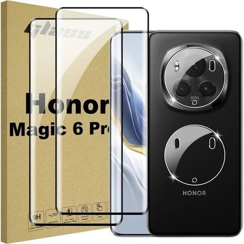 2+2 Pièces Verre Trempé Compatible Avec Honor Magic 6 Pro 5g + Caméra Arrière Protecteur, 9h Dureté Hdfilm Protection En Écran