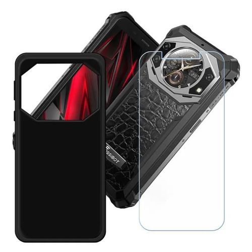 Coque Pour Fossibot F101 5,45\+1pièces Verre Trempé,Protection Écran,Black Silicone Tpu Souple Etui Housse Antichoc Case-Noir U88