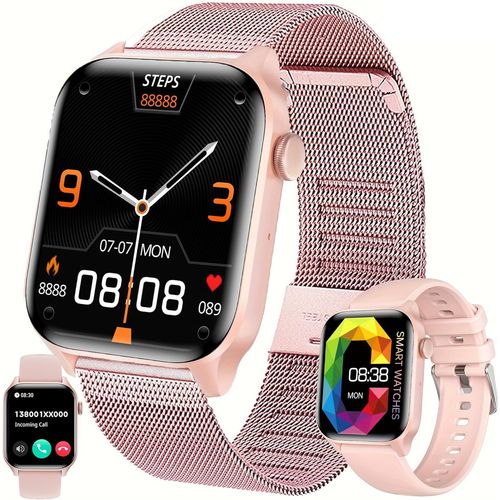Montre Connectée Femme Avec Appel Bluetooth, 5atm Étanche Smartwatch Avec 123 Modes Sportifs Tracker D'activité, Sommeil, Fréquence Cardiaque, Spo2, Smart Watch Pour Ios Android (Rose)