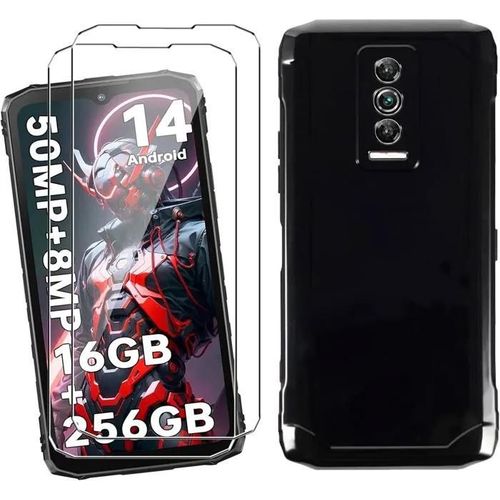 Coque Pour Doogee Blade 1010 Pro10 Ultra(6.56\)Avec 2 Pièces Verre Trempé Protection Écran,Silicone Tpu Antichoc Case-Noir