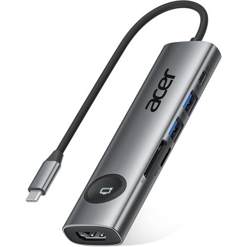 Hub Usb C,4K@60Hz Adaptateur Usb C Vers Hdmi 7En1 Avec Pd 100W,Lecteur De Carte Sd/Tf,2*Usb 3.0 Et Usb C 5Gbps,Bouton Marche/Arrêt De L'Écran Compatible Avec Ipad Pro,Macbook,Galaxy Etc.