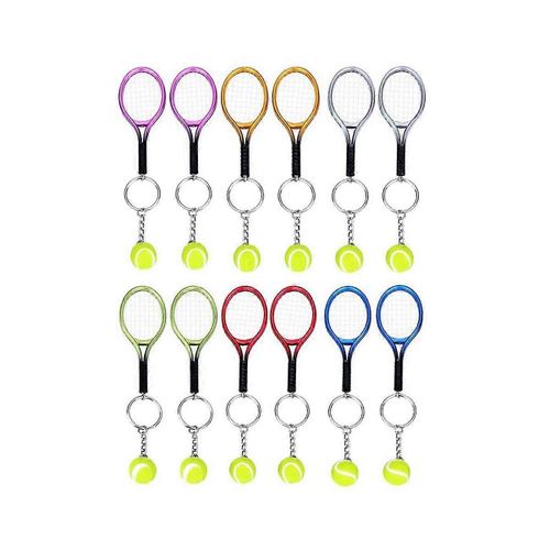 12 Pcs Mini Raquette De Tennis Porte-Clés Porte-Clés, Boucle De Tennis À La Mode Split Anneau Porte-Clés Pour Sport L