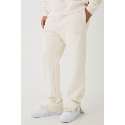 Smart Split Hem Super Heavyweight Flock Print Joggers Homme - Ecru - S, Ecru