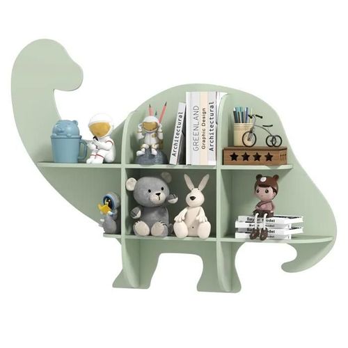 Costway Bibliothèque Murale Pour Enfants En Bois, À 2 Niveaux Forme De Dinosaure, Pour Chambre D'enfants, Salle De Jeux