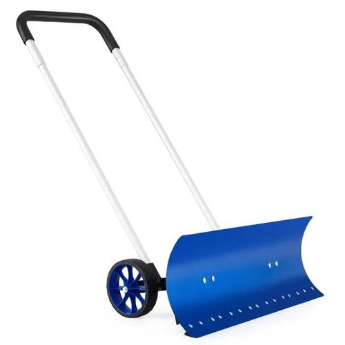 Pelle à Neige en Aluminium COSTWAY-Lame Bidirectionnelle 95cm Inclinée à 15°-Poignée en `U¿ Réglable à 90°-2 Roues Antidérapantes