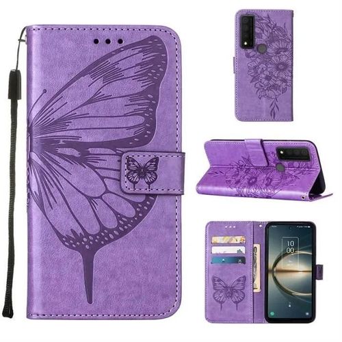 Etui Pour Tcl 30 V 5g 6.67\, Etui Portefeuille Protection Etui À Rabat Housse En Cuir Pu Avec Magnétique (Papillon Violet Clair)