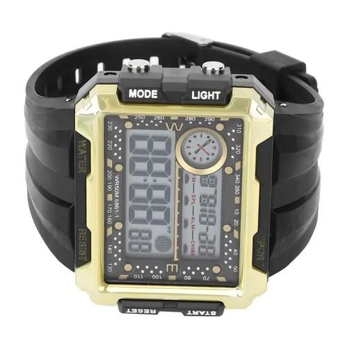 Montre Électronique Pour Hommes Omabeta - Or Noir - Grand Cadran - Etanche 3 Atm - Multisport