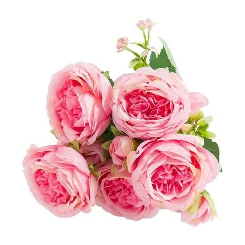OMABETA fleur de pivoines artificielles 2 bouquets de pivoines artificielles romantiques vives de 6cm de diamètre, deco fleur Rose