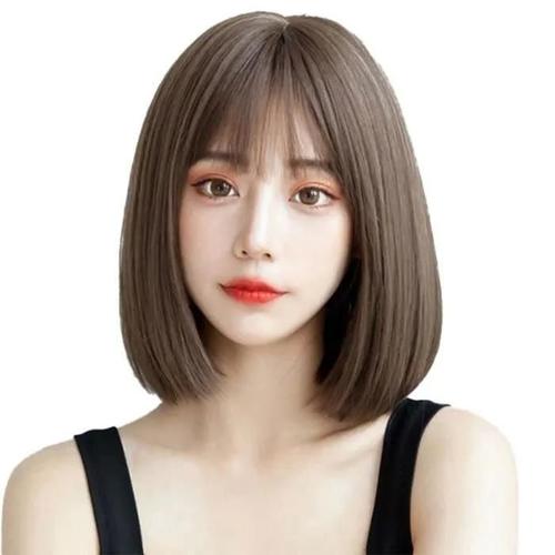 Omabeta Perruque Droite Courte Pour Femmes Perruque Bob Courte Et Lisse Pour Femmes, À La Mode, Douce, Marron Hygiene Extensions 