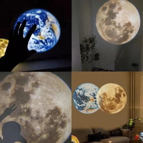 OMABETA Lampe LED de Projection de Terre de Lune Lune Terre Projection LAMPE LED 3D Lune Terre Projecteur deco eclairage Soutien