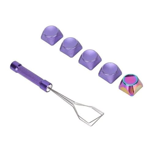 OMABETA Capuchons de touches décoratifs 5pcs Capuchons de Touches en Métal Touche Spéciale Placage de informatique clavier Violet