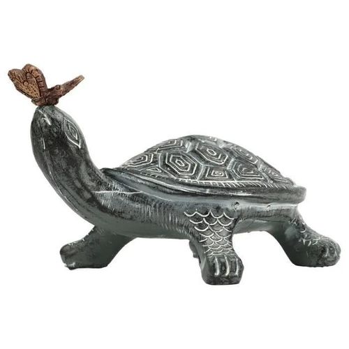 Omabeta Statue De Tortue Curieuse Avec Papillon Statue De Jardin Tortue Papillon En Résine, Résistante À La Jeux D\Activite