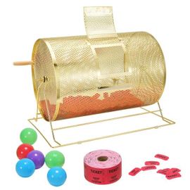 Tambour De Tombola Loterie Loto-Vevor-Cage Jeu De Bingo En Métal, Plaquée En Laiton, Poignée Tournante En Bois-Pour Vote Événement