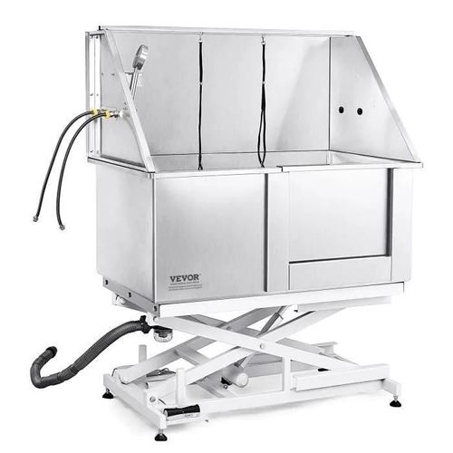 Baignoire De Toilettage Professionnelle - Vevor - 127 Cm Table Toilettage Chien Inoxydable - Hauteur Réglable -Porte Droite
