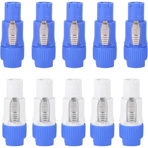 Nac3Fca Speakon Lot de 10 connecteurs 3 broches Powercon 20 A 250 V Bleu et blanc.[Y327]