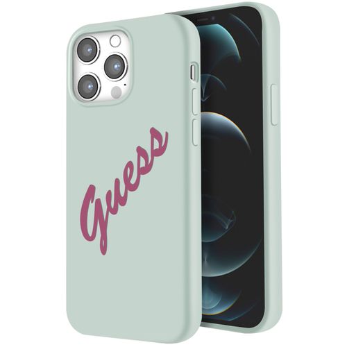 Coque Pour Iphone 12 Pro Max Silicone Vintage Soft Touch Guess Vert Pâle
