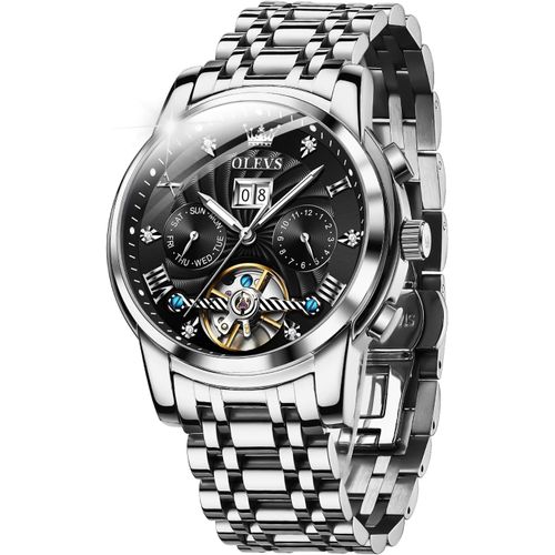 Hommes Montre Squelette Mécanique Automatique Étanche À Remontage Automatique En Acier Inoxydable Lumineux Tourbillon Montres De Luxe
