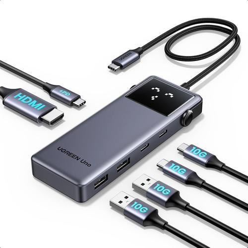 Uno 10Gbps Hub Usb C Hdmi 4K 60Hz 100W Pd Charge Adaptateur Usb C Vers Usb 3.2 6 En 1 Dock Usb C Hdmi Compatible Avec Iphone 16 Plus Pro Max 15 Macbook Ipad Pro Air 2024 Surface Pro Galaxy S24